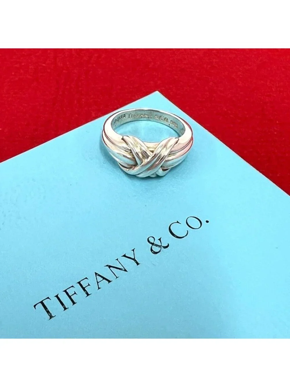Tiffany & Co Vintage Signature Cross Ring 925 Sterling Silver Accessory